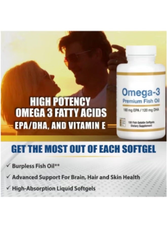 أوميغا ✨تركيبة مركزة من زيت السمك عالي الجودة أوميغا 3 مع حمضي EPA و DHA لتحسين مستويات الدهون في الدم ودعم المناعة – خالية من الغلوتين، 100 كبسولة هلامية من جيلاتين السمك - Image 3